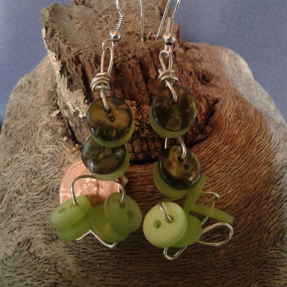 Handmade Vintage  Button Earrings